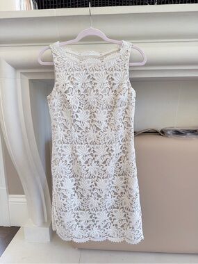 Ann Taylor White Floral Lace Sleeveless Midi Dress